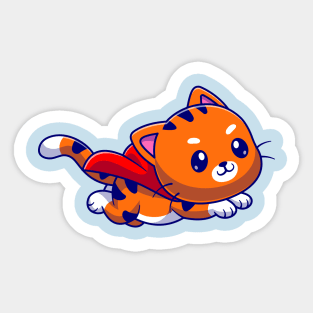 Cute Cat SuperHero Cartoon Sticker